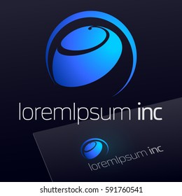 Abstract blue vector sign. Logo for Business, Technology, Corporation.