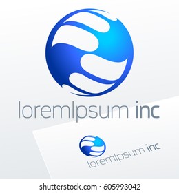 Abstract blue vector sign. Logo for Business, Technology, Corporation.