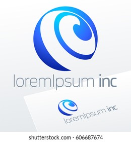 Abstract blue vector sign. Logo for Business, Technology, Corporation.