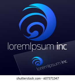 Abstract blue vector sign. Logo for Business, Technology, Corporation.  