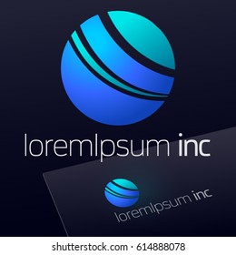 Abstract blue vector sign. Logo for Business, Technology, Corporation. 