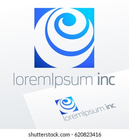 Abstract blue vector sign. Logo for Business, Technology, Corporation.