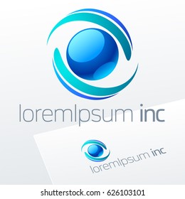 Abstract blue vector sign. Logo for Business, Technology, Corporation. 