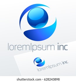 Abstract blue vector sign. Logo for Business, Technology, Corporation.