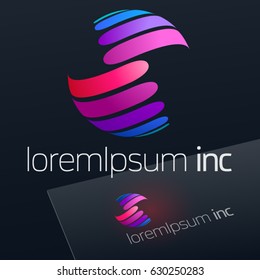Abstract blue vector sign. Logo for Business, Technology, Corporation. 