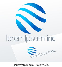 Abstract blue vector sign. Logo for Business, Technology, Corporation.
