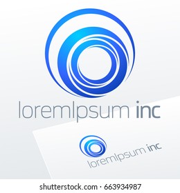 Abstract blue vector sign. Logo for Business, Technology, Corporation.