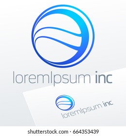 Abstract blue vector sign. Logo for Business, Technology, Corporation.