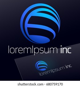 Abstract blue vector sign. Logo for Business, Technology, Corporation.