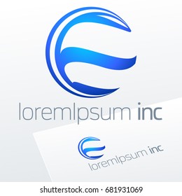 Abstract blue vector sign. Logo for Business, Technology, Corporation.