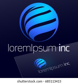 Abstract blue vector sign. Logo for Business, Technology, Corporation.