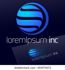 Abstract blue vector sign. Logo for Business, Technology, Corporation.