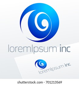 Abstract blue vector sign. Logo for Business, Technology, Corporation.
