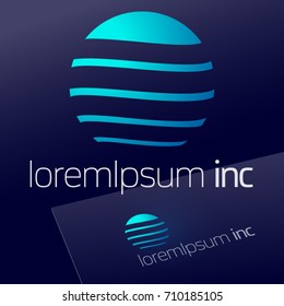 Abstract blue vector sign. Logo for Business, Technology, Corporation. 