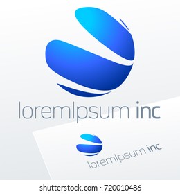 Abstract blue vector sign. Logo for Business, Technology, Corporation.