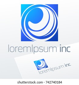 Abstract blue vector sign. Logo for Business, Technology, Corporation