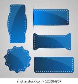 abstract blue vector tags signs badges with dashed line around