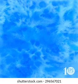 Abstract blue vector watercolor background. Aquarelle backdrop. Hand drawn watercolor stain. Image of square format
