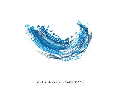 Abstract blue vector wave sign and logo