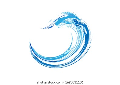 Abstract blue vector wave sign and logo