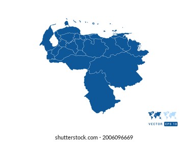 Abstract blue Venezuela map vector on white background.