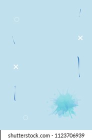 Abstract blue vertical background with decorative watercolor elements. Geometric temlate. Vector illustration. 