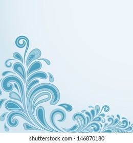 Abstract blue vintage floral background with copy space.