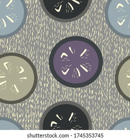 abstract blue and violet citrus seamless pattern on gray background with white line texture