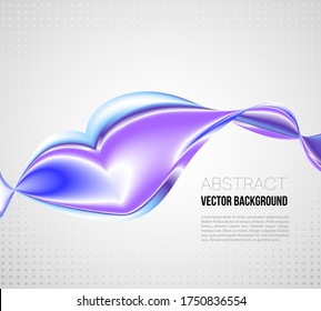 Abstrakte blaue violette glitzernde Welle auf hellem Hintergrund. Blaue Neonwelle. Vorlage für Werbung.