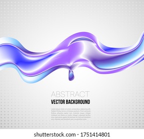 Abstrakte blaue violette glitzernde Welle auf hellem Hintergrund. Blaue Neonwelle. Vorlage für Werbung.