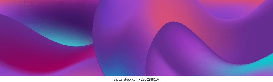 Abstract blue violet liquid waves futuristic background. Glowing retro vector banner design