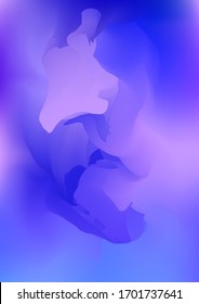 Abstract blue and violet watercolor background, painted vector illustration like sea waves. Watercolor gradient pattern with thin wavy border lines, vector painting. Abstract colorful oil paints.