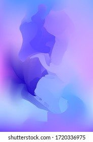 Abstract blue and violet watercolor background, painted vector illustration like sea waves. Watercolor gradient pattern with thin wavy border lines, vector painting. Abstract colorful oil paints.