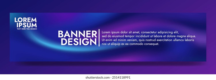 Abstract blue and violet wave gradient Banner Design Template. Perfect for marketing campaigns, website headers, and presentations.