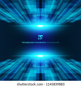 Abstract blue virtual technology concept futuristic digital perspective background with space for your text. Vector illustration