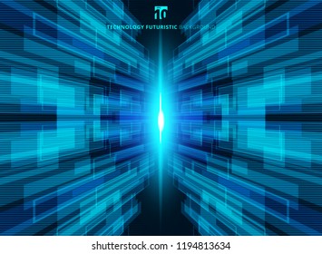 Abstract blue virtual technology concept futuristic digital perspective background with space for your text. Vector illustration