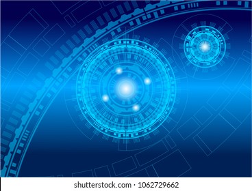 Abstract blue  vision technology shining objects background.Vector illustration.