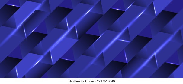 Abstract Blue Wall Illustration With Triangle Elements. Vector background 3D Illustration.