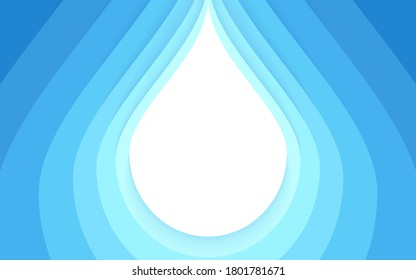 Abstract blue water drop aqua wave layer paper cut style background vector