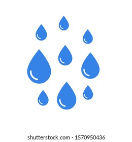 abstract of blue water drop icons on white background. water drops vector illustration. water rain drops. nature icon.