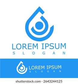 Abstract blue water drop logo with a circular human figure inside, symbolizing purity, care, wellness, and sustainability. Perfect for health, water, or environmental-related brands