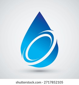 Abstract Blue Water Drop Logo Design para Água Mineral ou Serviço de Encanamento