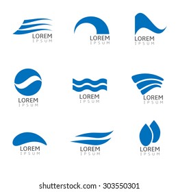 Abstract Blue Water drop logo icon set. Vector illustration