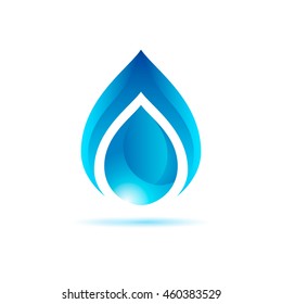 Abstract blue water drop logo or icon. Vector illustration