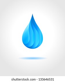 Abstract blue water drop on gray background. Vector creative concept