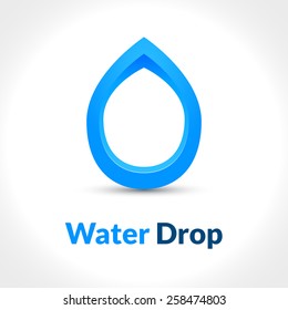 Abstract blue water drop on gray background. Vector creative concept.