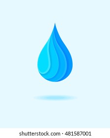 Abstract blue water drop on gray background. Vector creative concept. Modern flat style