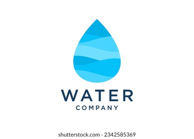 Abstract blue water drop. Vector logo design template