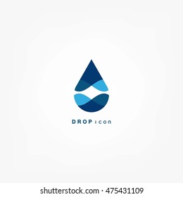 Abstract blue water drop. Vector logo design template.