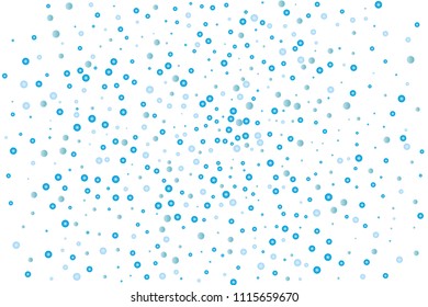 Abstract blue water drops, bubbles, growth, pearls on white background. Light, fresh pattern. Vector illustration